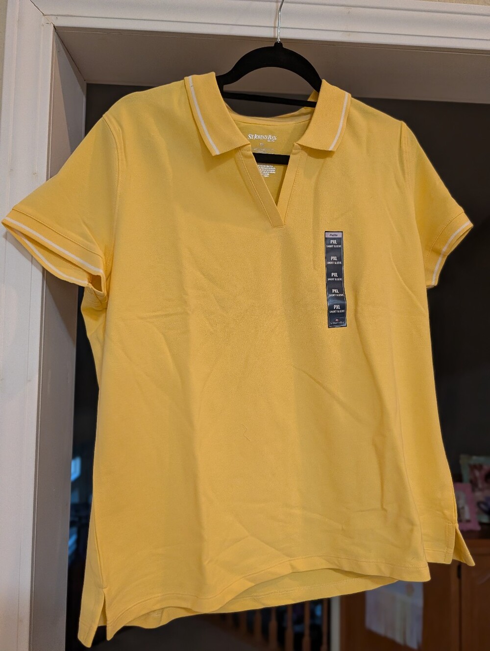 St. John's Bay Women's Short-Sleeve Polo Top - Yellow, Petite XL
